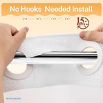 Hook free split rings on River Dream shower curtain hanging on a rod