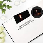 Memory table setup featuring Xkdous guest book and table sign