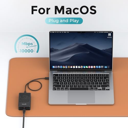 NEWQ 10GbE Ethernet Adapter with Smart Self-Control Cooling Fan, High-Speed RJ45 Network Compatible with Thunderbolt 3 & 4, Plug and Play for Mac, Driver for Windows, Supports 10/5/2.5/1Gbps 100Mb/s - Image 6