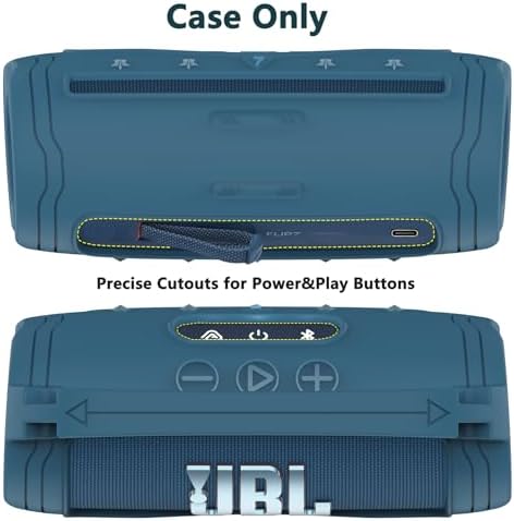 Washable flexible silicone protective case skin for wireless audio device showing precise button cutouts.