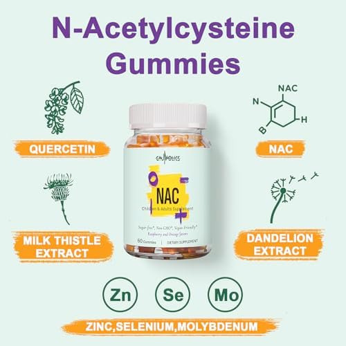 NAC Supplement 1000mg for Adults & 500mg for Kids, N-Acetyl Cysteine Supplement Gummies, Synergistic Antioxidant, Vegan, Sugar-Free 60 Gummies - Image 5