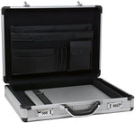 Alpine Swiss hard shell attache case open view showing faux leather interior organizer
