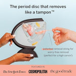Pink Pixie period disc with optional pull string for easy removal.