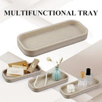 LIN CHUAN minimalist beige bathroom organizer set beautifully displayed in a contemporary home bathroom setting