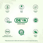 Supplement facts label on the back of DEVA vegan borage oil bottle showing omega-6 and omega-9 breakdown.