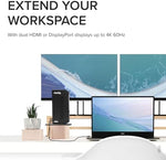 Plugable universal laptop dock rear interface ports including dual HDMI and DisplayPort inputs