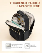 LOVEVOOK work backpack wide opening top view displaying sixteen organizational pockets filled with supplies.