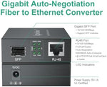 Side view of Ipolex media converter showing RJ45 and SFP ports