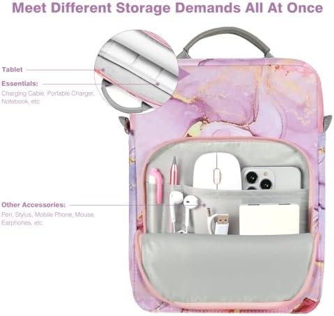Dadanism protective iPad sleeve open to showcase inner pockets and mesh compartment.