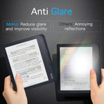 Close up of MoKo anti-glare screen protector applied on Kobo e-reader