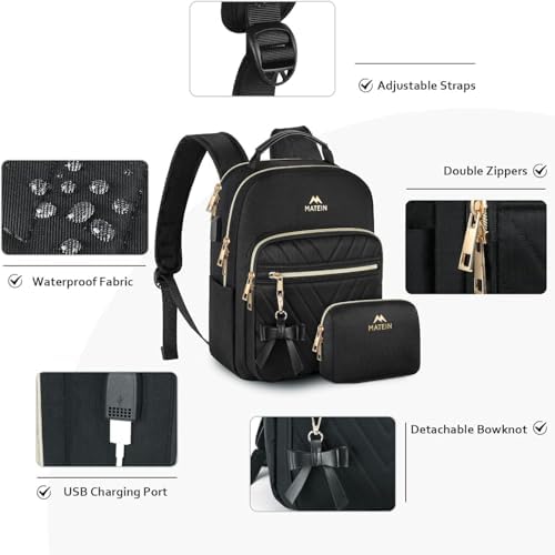 Waterproof daily travel bag by MATEIN showing the hidden rear anti theft pocket