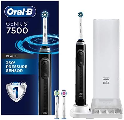 Oral-B Pro 7500 Rechargeable Electric Toothbrush in black front view showing premium handle design.
