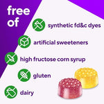 Close up of delicious fruit flavored adult vitamin gummies