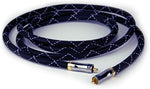 Close up of SVS SoundPath audio cable connector and premium braided texture.