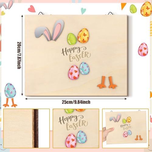 Wonderjune DIY Easter milestone plaque displayed as a nursery wall ornament with its hanging wire