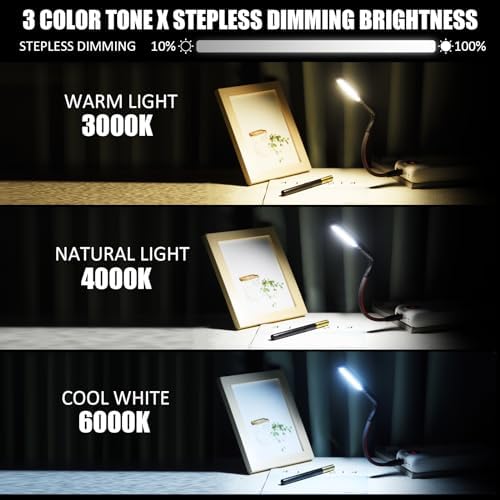 Glovion portable reading light displaying three adjustable color temperatures for eye care