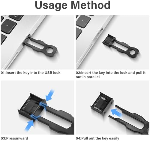 Anti theft USB port blocker kit demonstrating the secure flush fit on a desktop tower.