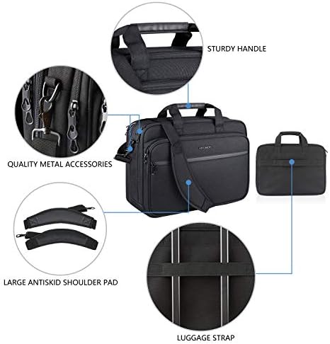 KROSER premium briefcase showing the padded removable shoulder strap hardware