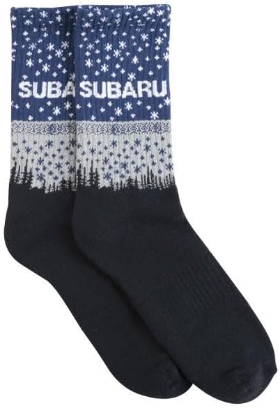 Subaru Logo Winter Holiday Performance Socks front view featuring festive Fair Isle design.