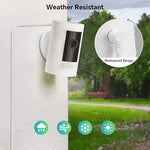 ALERTCAM white continuous charging cable showing compatible connection points for home security