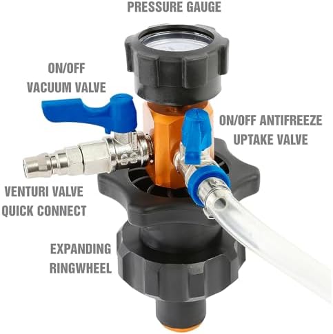 Five multi-size rubber adapters and tapered cone adapter included with the 24444 cooling system vacuum purge tool.