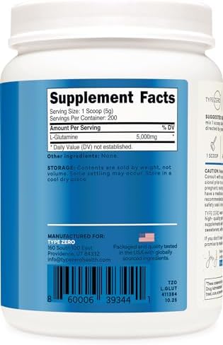 Type Zero L-Glutamine 1kg packaging side view