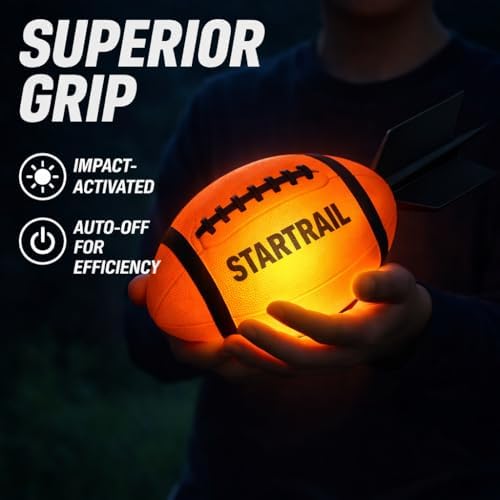 USB-C rechargeable glowing football showing the protected charging port area