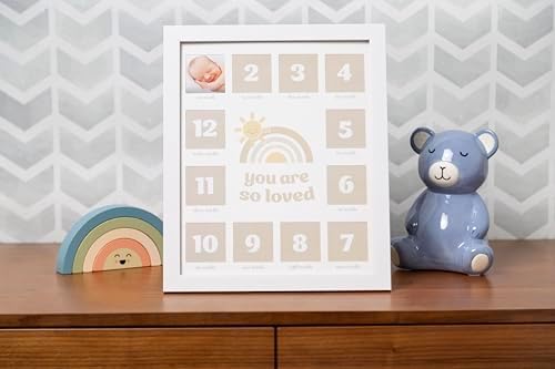Close up view of the central You Are So Loved rainbow design on the Kate and Milo frame.