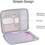 DDgro light blue tablet carrying pouch showing premium top loading zipper closure mechanism