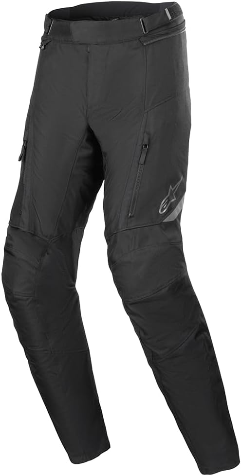 Alpinestars ST-1 waterproof motorcycle pants front view black premium textile riding trousers