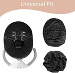 Close up of soft texture on black infant car seat liner
