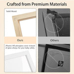 Close up view of the premium solid wood construction and glass cover of the HAMUIERS baby shower guest book alternative.