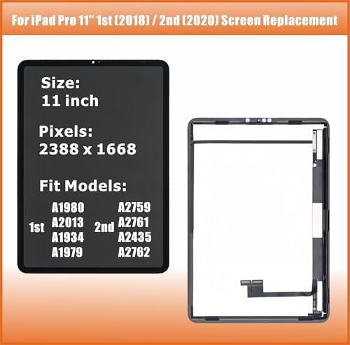 ZTR touch screen digitizer assembly for iPad Pro 11-inch back view with flex cables