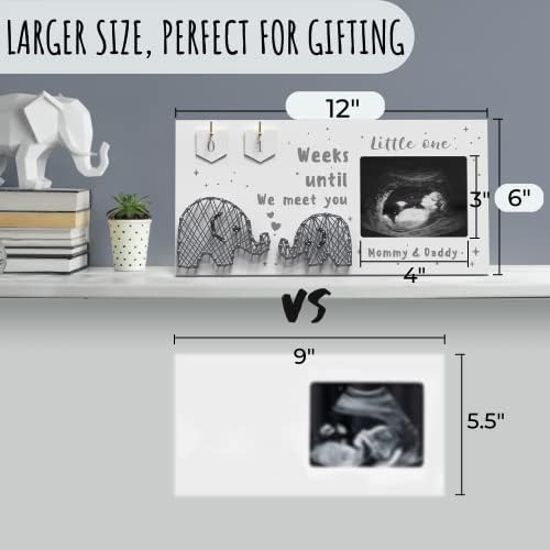 EURSET pregnancy announcement keepsake frame styled elegantly on a modern nursery room shelf.