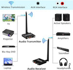 Black aluminum alloy wireless transmitter and receiver units with dual external antennas extended
