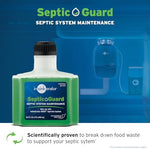 InSinkErator Septic Guard bottle showing 16.9 fluid ounce capacity.