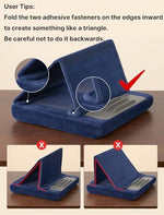JSAUX ergonomic portable tablet cushion folded into a compact triangle for travel.