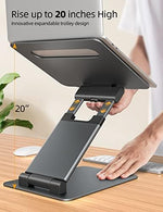 Nulaxy premium aluminium stand completely folded flat for travel packing and storage portability