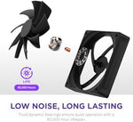 NZXT F120Q silent airflow fan unboxed alongside mounting hardware screws