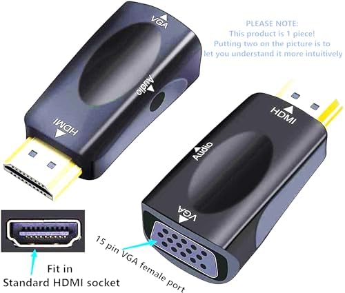 Rayihni computer display converter laying flat alongside its fifty centimeter sound cable.