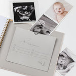 Authentic USA imported premium linen baby memory photo album presented as a baby shower gift