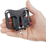 Rear view highlighting the strong belt clip construction that ensures the device stays firmly attached to the waist.