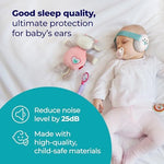 Infant wearing Marsho baby ear muffs with soft elastic strap
