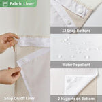 Water droplets rolling off the water repellent surface of the inner fabric liner.