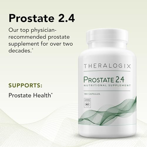 Side angle of Theralogix Prostate 2.4 vegetarian men health supplement bottle