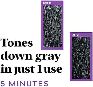 Back panel of Just For Men Touch of Gray showing ingredients and natural salt and pepper color shade guide.