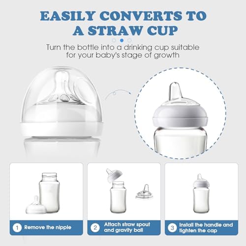 Four piece set of spill resistant replacement spouts next to packaging