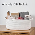 Kodomoore decorative rope hamper being used as a shelf organizer for baby nursery essentials.