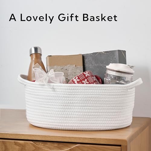 Kodomoore decorative rope hamper being used as a shelf organizer for baby nursery essentials.
