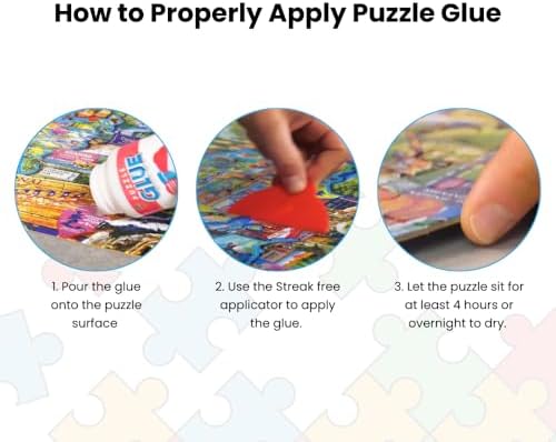 Two pack of imported five fluid ounce liquid adhesive bottles for protecting and hanging finished family puzzles.
